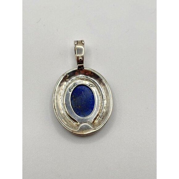 Vintage Carolyn Pollack Sterling Silver 925 Oval Lapis Lazuli Pendant - Picture 2 of 9
